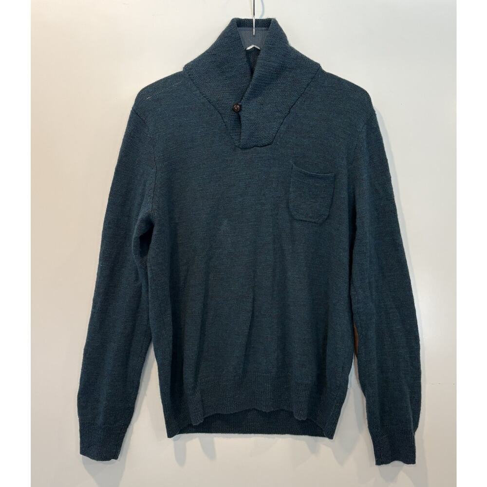 J. Crew Green Merino Wool Shawl Collar Sweater‎ Mens Size Large (1924)